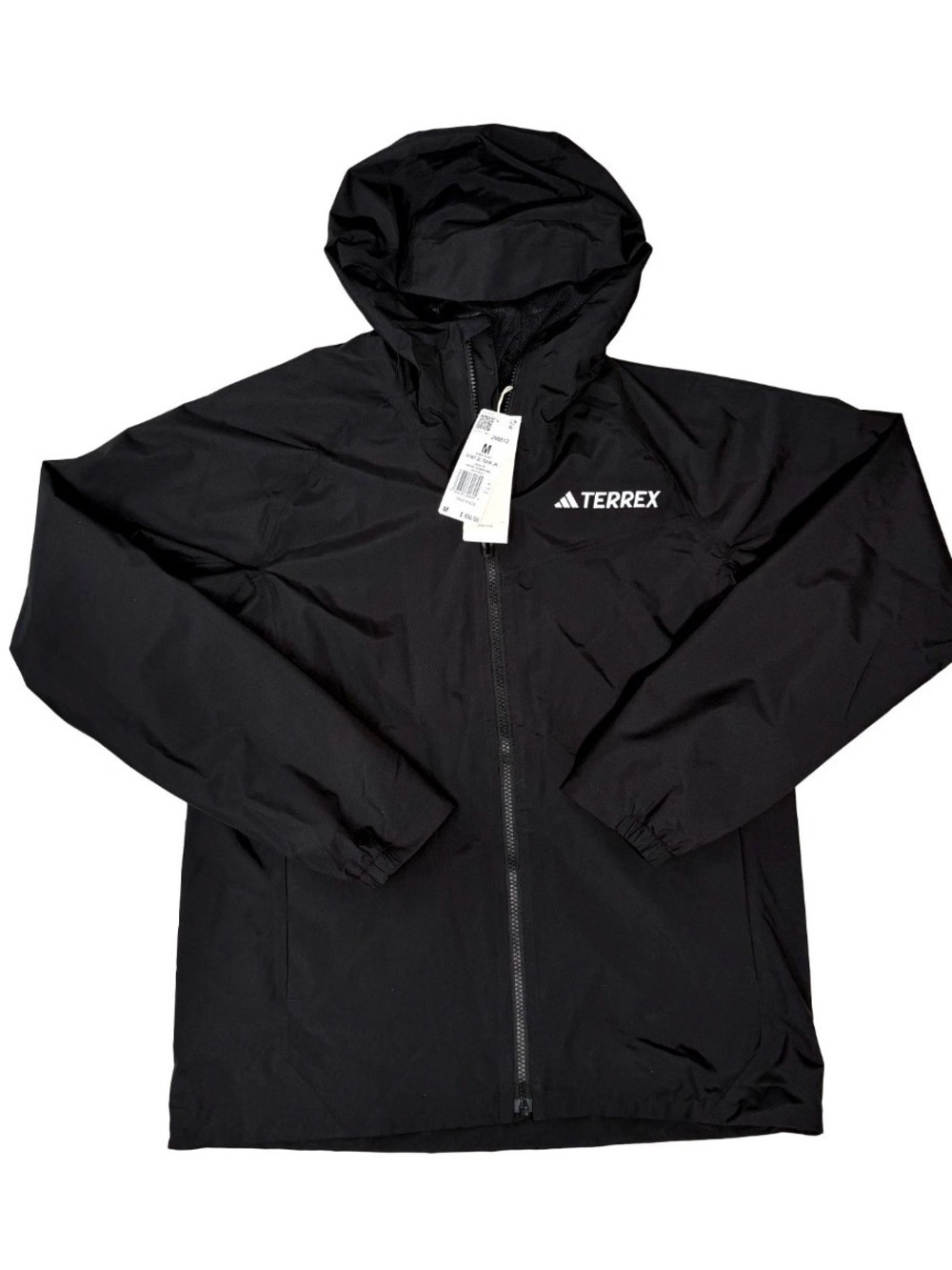 Adidas Terrex Rain Jacket Womens Sz M Black RAIN.RDY Hooded Windbreaker JN8813